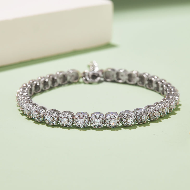 Cushion-Shaped Moissanite Tennis Bracelet in S925
