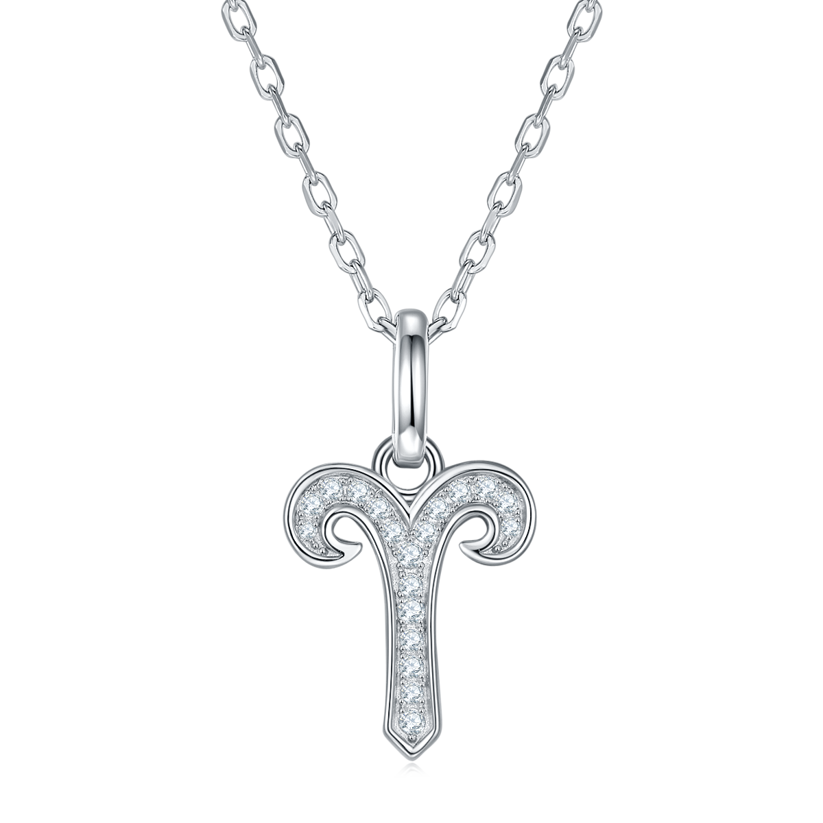 Aries Zodiac Moissanite Pendant Necklace – 925 Sterling Silver, 18K White Gold Plating