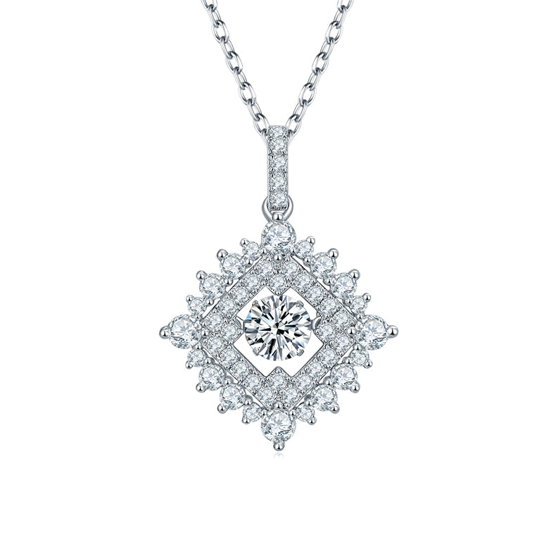 Sparkling Star Moissanite Dancing Pendant Necklace in 925 Silver