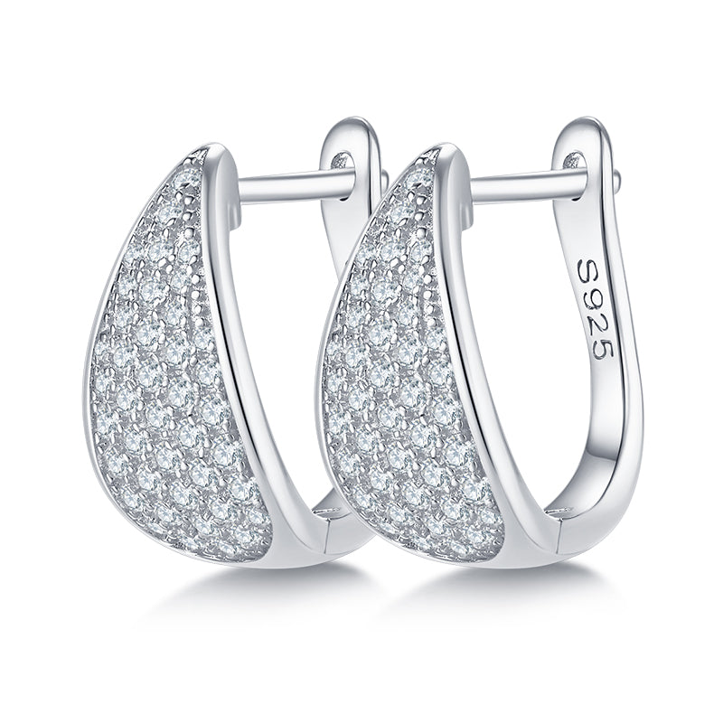 S925 Silver Earrings with 0.57CT Five-Row Moissanite