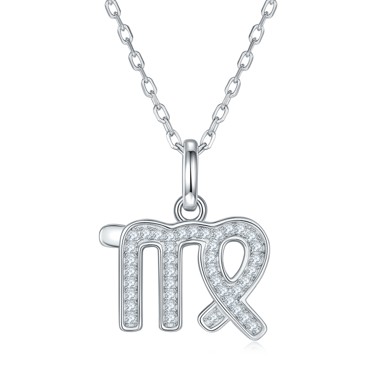 Virgo Zodiac Moissanite Pendant Necklace – 925 Sterling Silver, 18K White Gold Plating