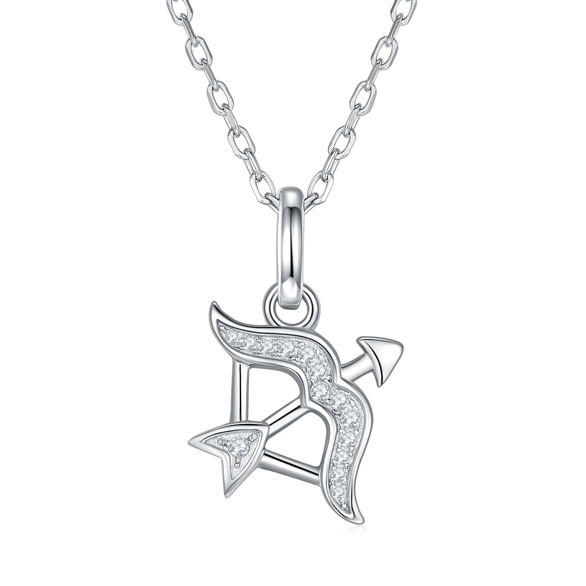 Sagittarius Zodiac Moissanite Pendant Necklace – 925 Sterling Silver, 18K White Gold Plating