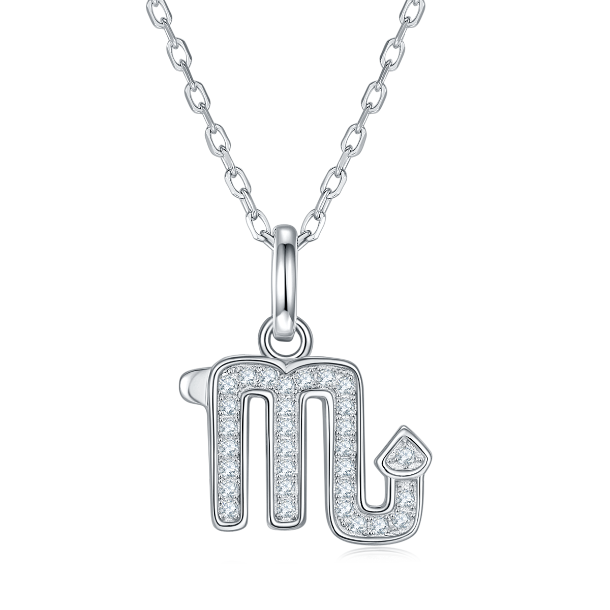 Scorpio Zodiac Moissanite Pendant Necklace – 925 Sterling Silver, 18K White Gold Plating