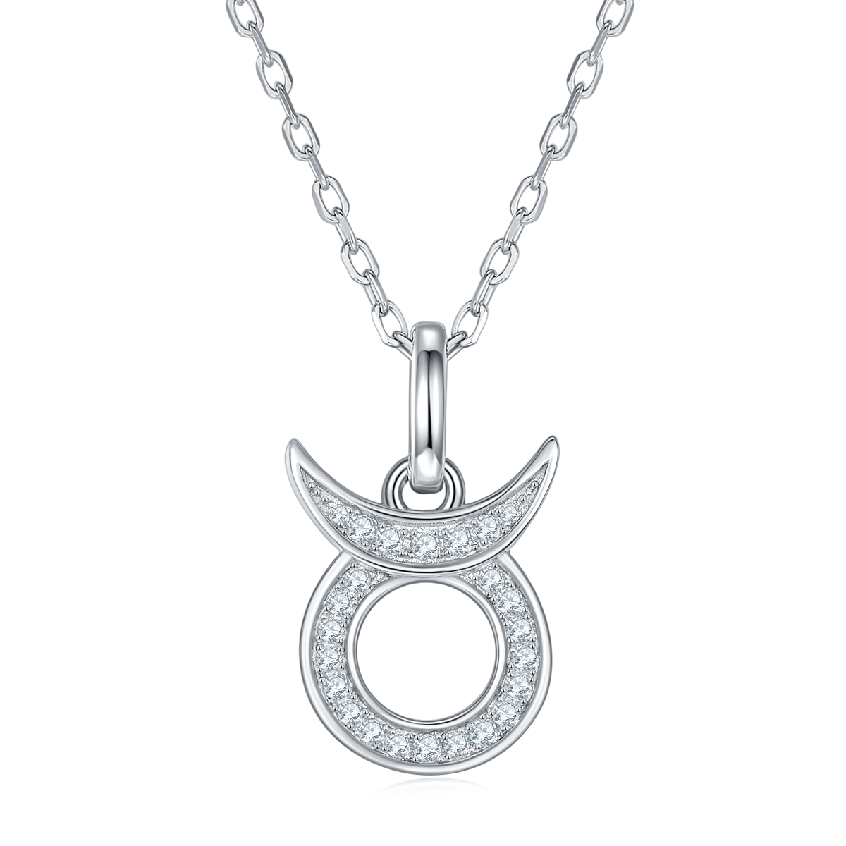 Taurus Zodiac Moissanite Pendant Necklace – 925 Sterling Silver, 18K White Gold Plating