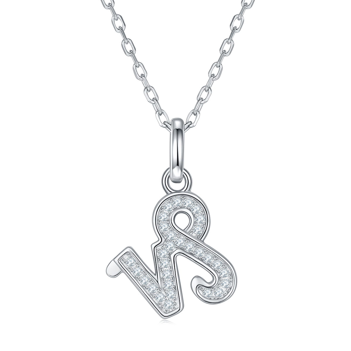Capricorn Zodiac Moissanite Pendant Necklace – 925 Sterling Silver, 18K White Gold Plating