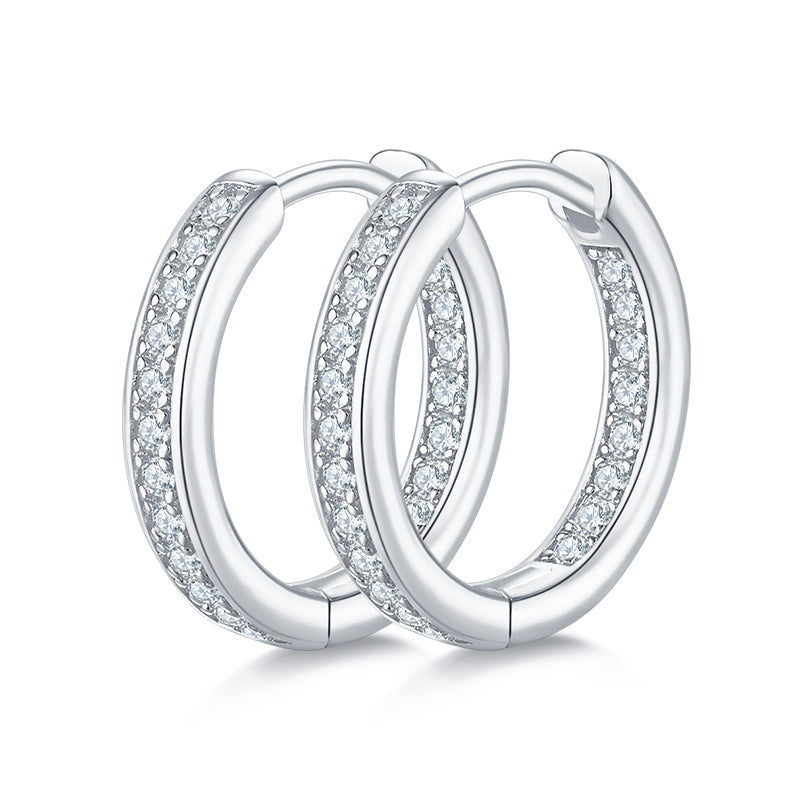 S925 Sterling Silver Hoop Earrings with 0.32CT Moissanite Sparkle