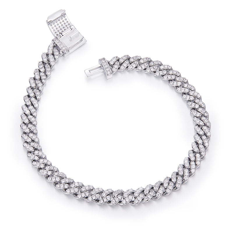 6mm Moissanite Cuban Link Chain – Full Round VVS Moissanite, 925 Sterling Silver