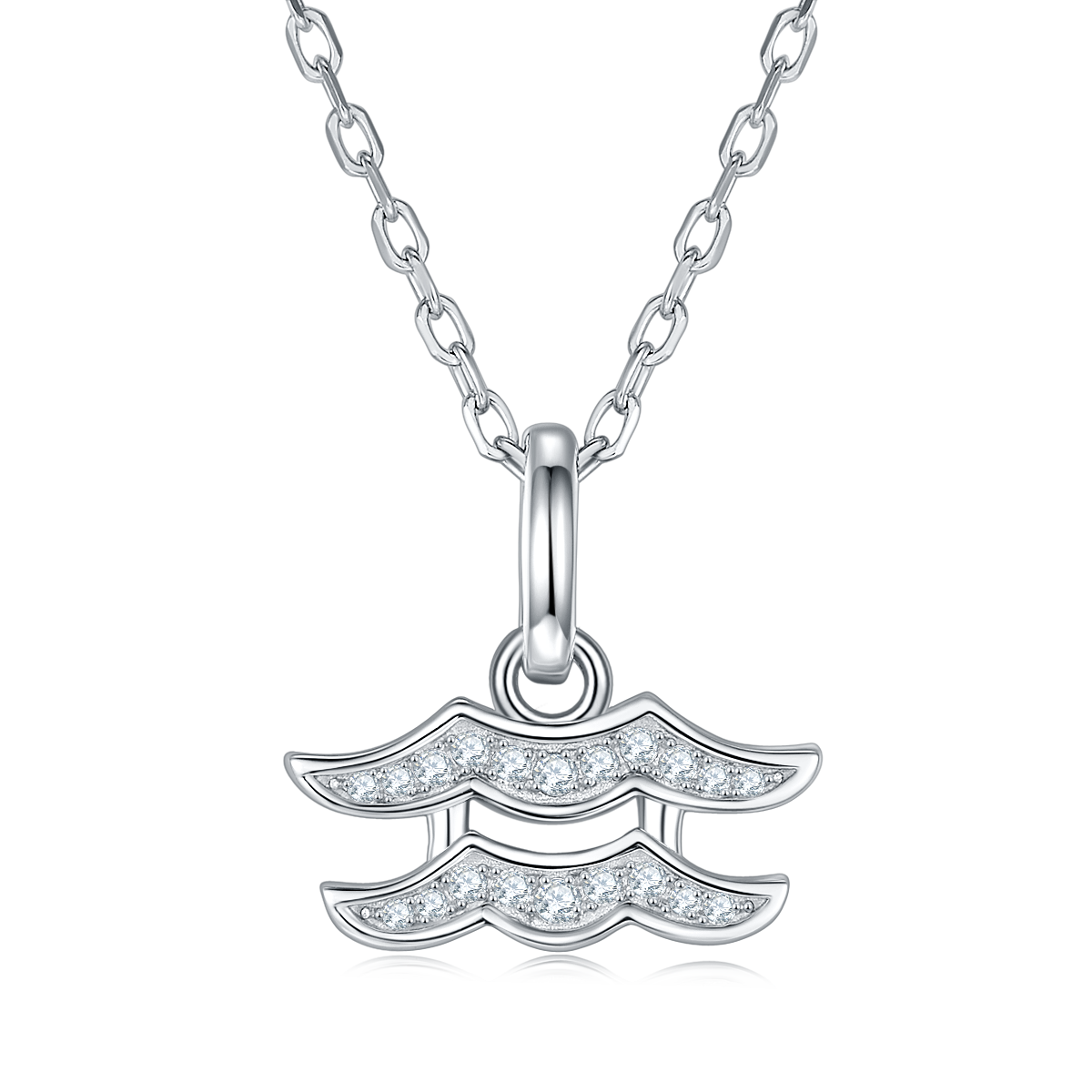 Aquarius Zodiac Moissanite Pendant Necklace – 925 Sterling Silver, 18K White Gold Plating
