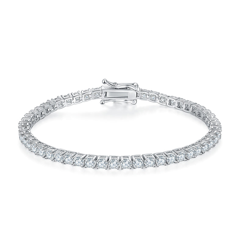 Classic Four-Prong Moissanite Tennis Bracelet in S925 Silver