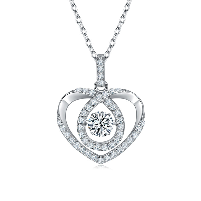 18K Gold Plated Pearl Heart Necklace with 0.5CT D Grade Moissanite in S925 Silver