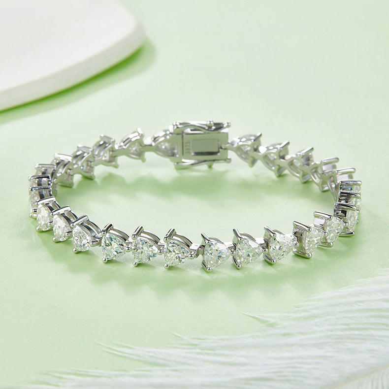 Triangle Moissanite Diamond Tennis Chain Bracelet in 925 Silver