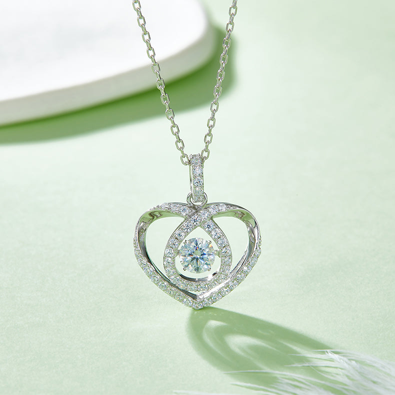 18K Gold Plated Pearl Heart Necklace with 0.5CT D Grade Moissanite in S925 Silver
