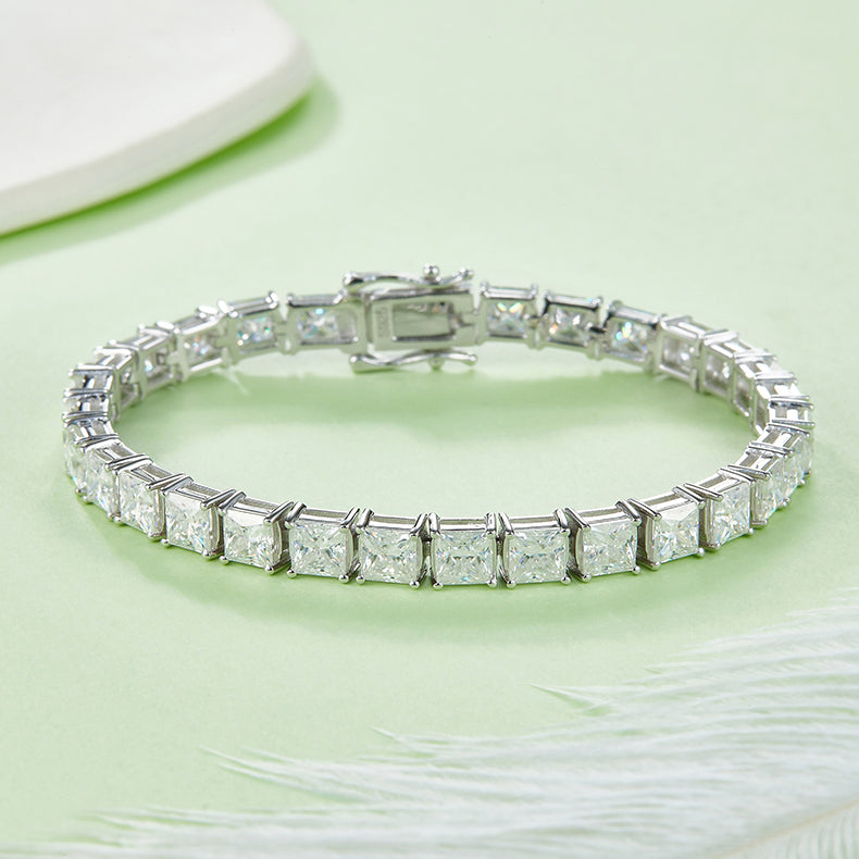 Princess Cut 0.5CT Moissanite Diamond Tennis Chain Bracelet