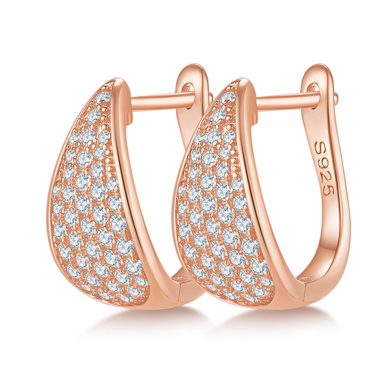S925 Silver Earrings with 0.57CT Five-Row Moissanite