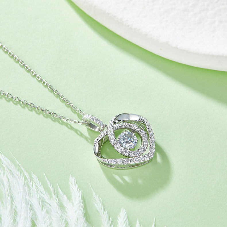 18K Gold Plated Pearl Heart Necklace with 0.5CT D Grade Moissanite in S925 Silver