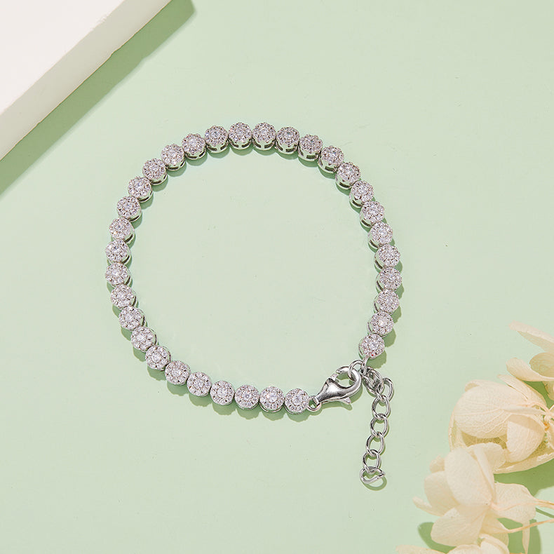 S925 Hip-Hop Tennis Bracelet with VVS Moissanite Diamond and White Gold