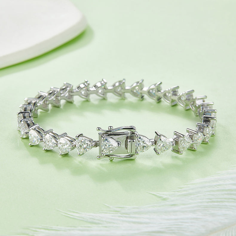 Triangle Moissanite Diamond Tennis Chain Bracelet in 925 Silver