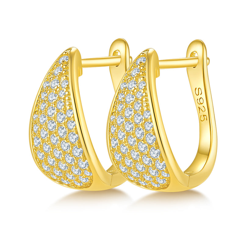 S925 Silver Earrings with 0.57CT Five-Row Moissanite