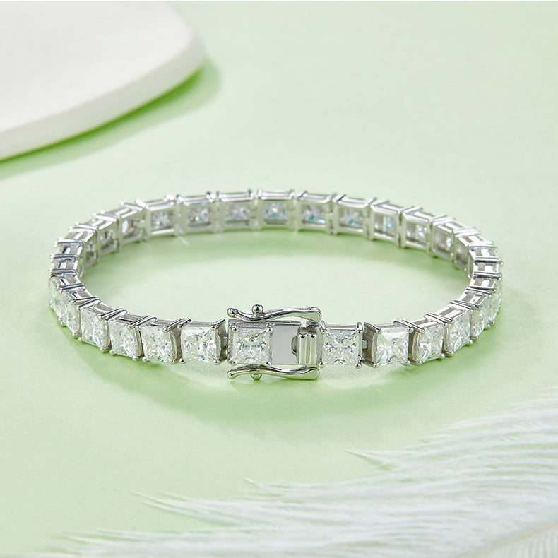 Princess Cut 0.5CT Moissanite Diamond Tennis Chain Bracelet