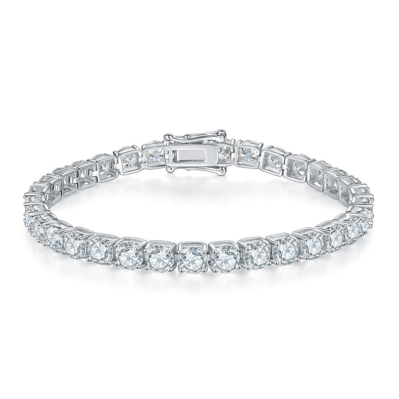 Classic Four-Prong Moissanite Tennis Bracelet in S925 Silver