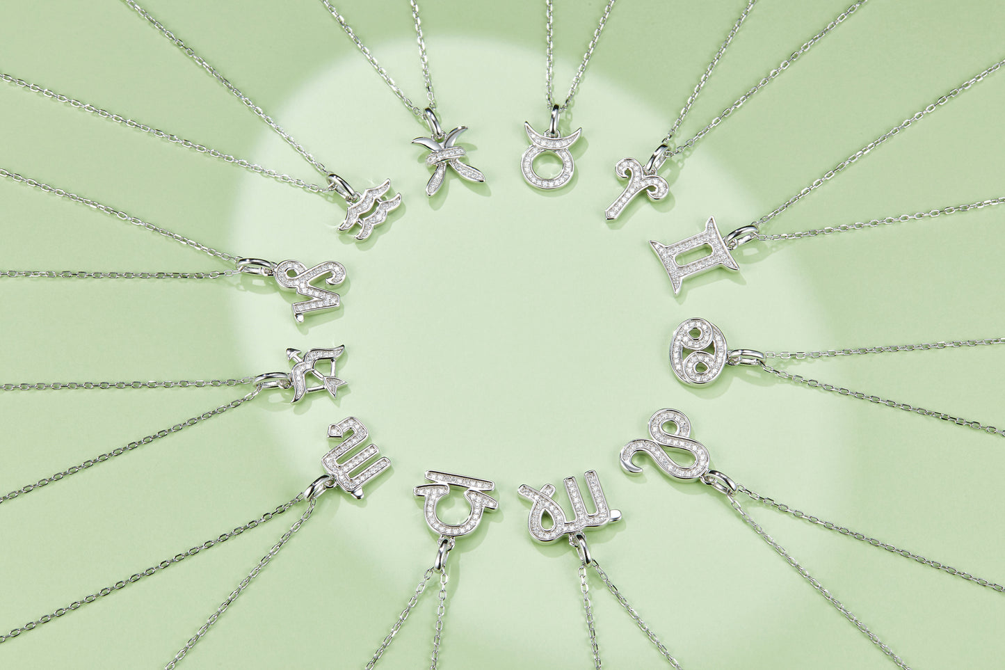 Aquarius Zodiac Moissanite Pendant Necklace – 925 Sterling Silver, 18K White Gold Plating