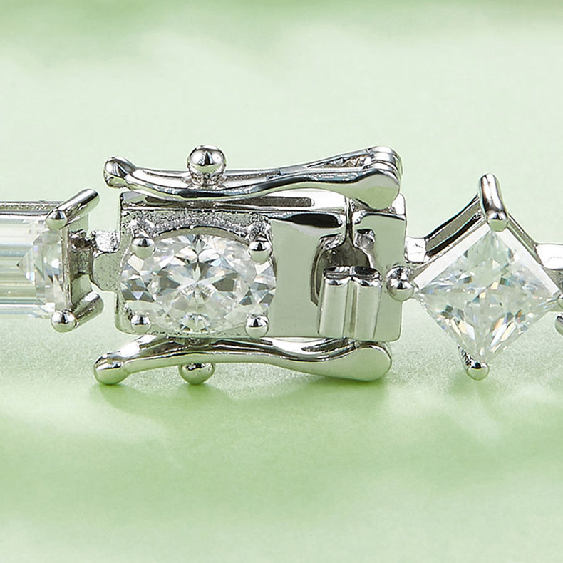 Multi-Shape VVS Moissanite Diamond Tennis Bracelet for Women in 925 Sterling Silver