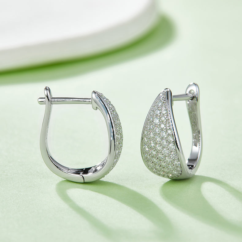 S925 Silver Earrings with 0.57CT Five-Row Moissanite