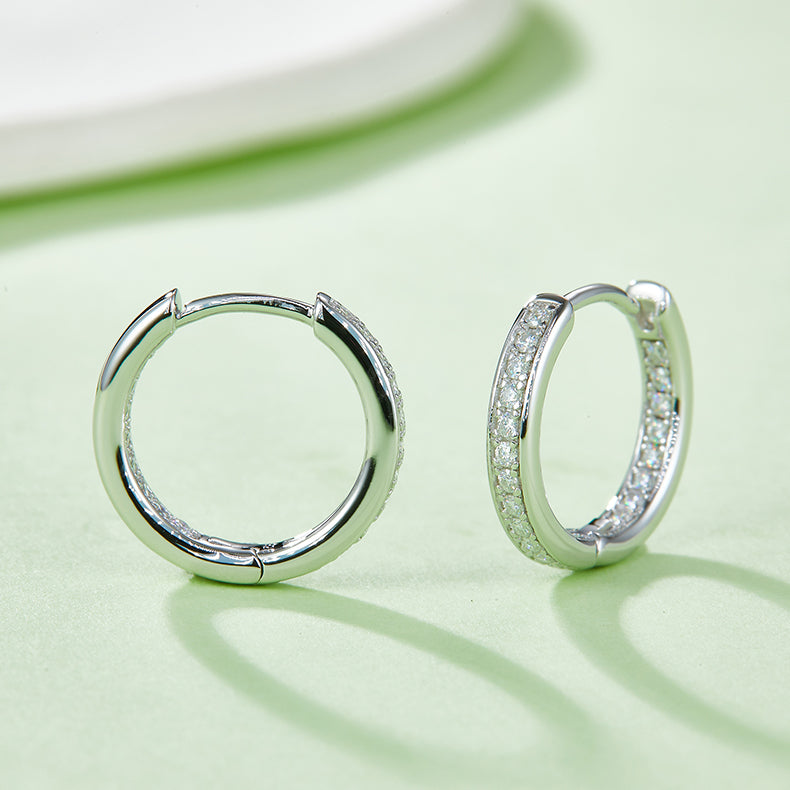 S925 Sterling Silver Hoop Earrings with 0.32CT Moissanite Sparkle
