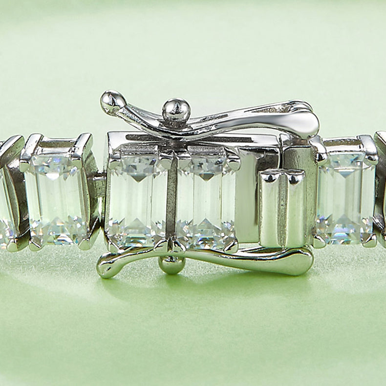 Emerald Moissanite Tennis Bracelet, 3x5mm 0.5CT D Color VVS in White Gold-Plated 925 Silver