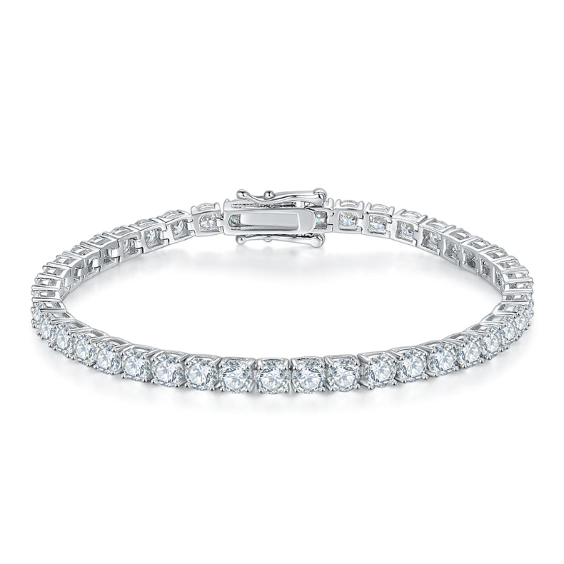 Classic Four-Prong Moissanite Tennis Bracelet in S925 Silver