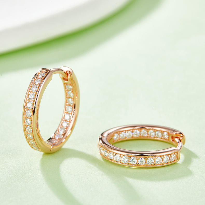S925 Sterling Silver Hoop Earrings with 0.32CT Moissanite Sparkle