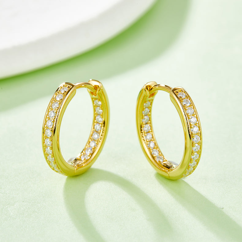 S925 Sterling Silver Hoop Earrings with 0.32CT Moissanite Sparkle