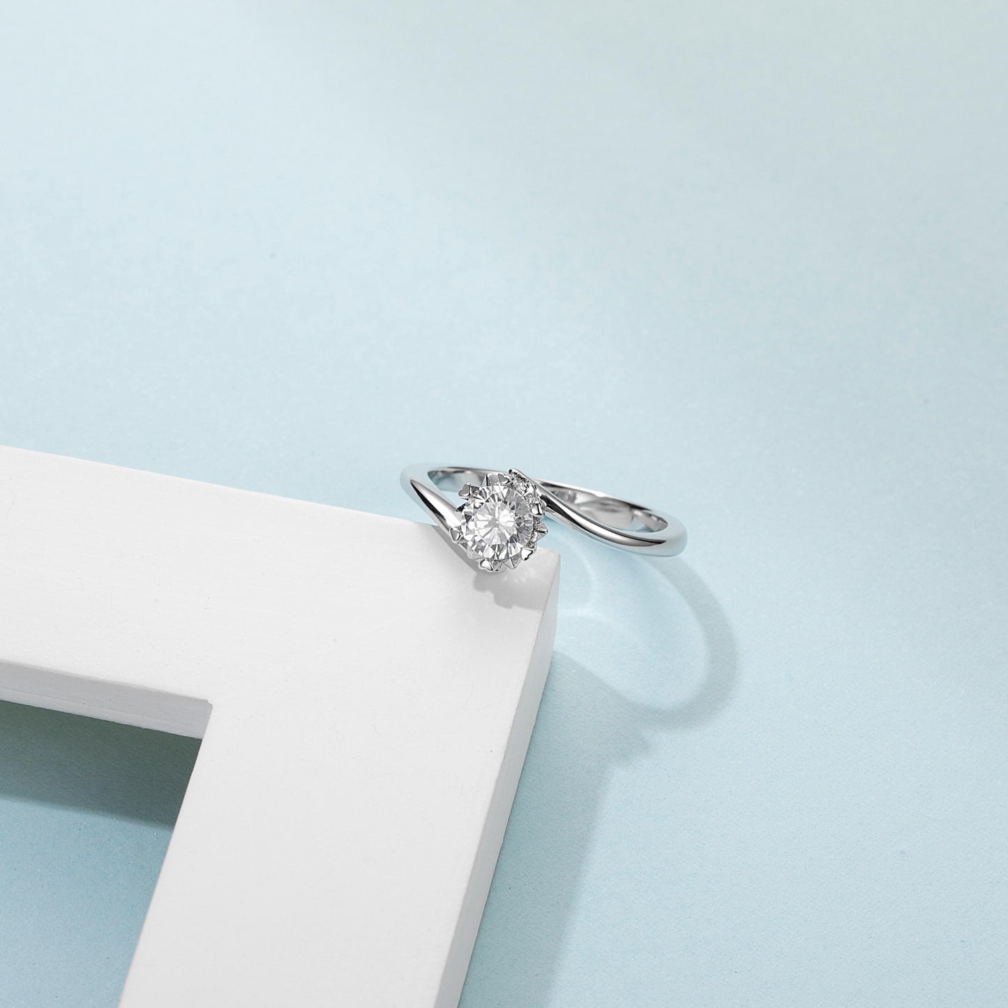 925 Sterling Silver 0.5CT D Moissanite Wedding Ring