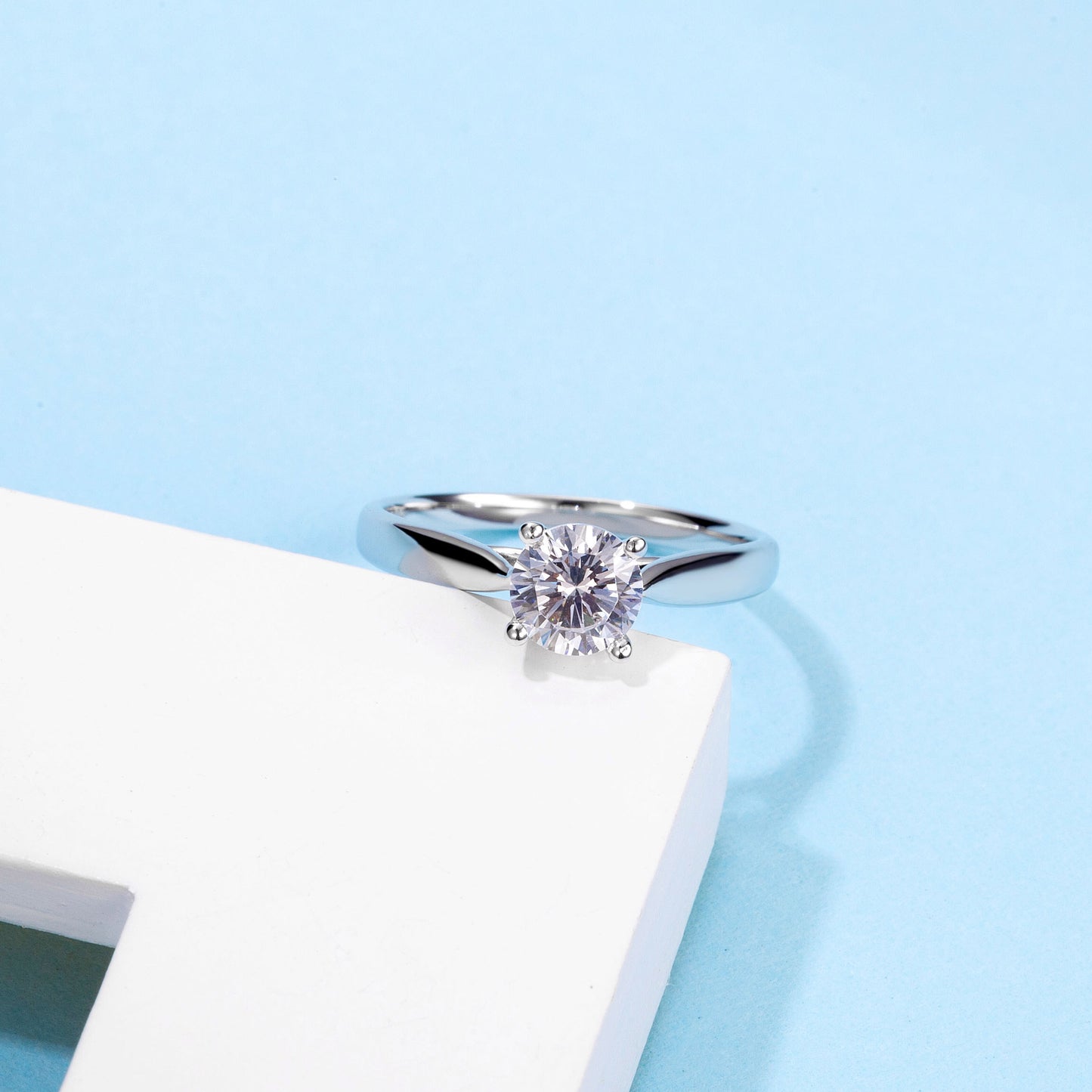 Moissanite 0.5CT Diamond 4-Claw S925 Silver Ring
