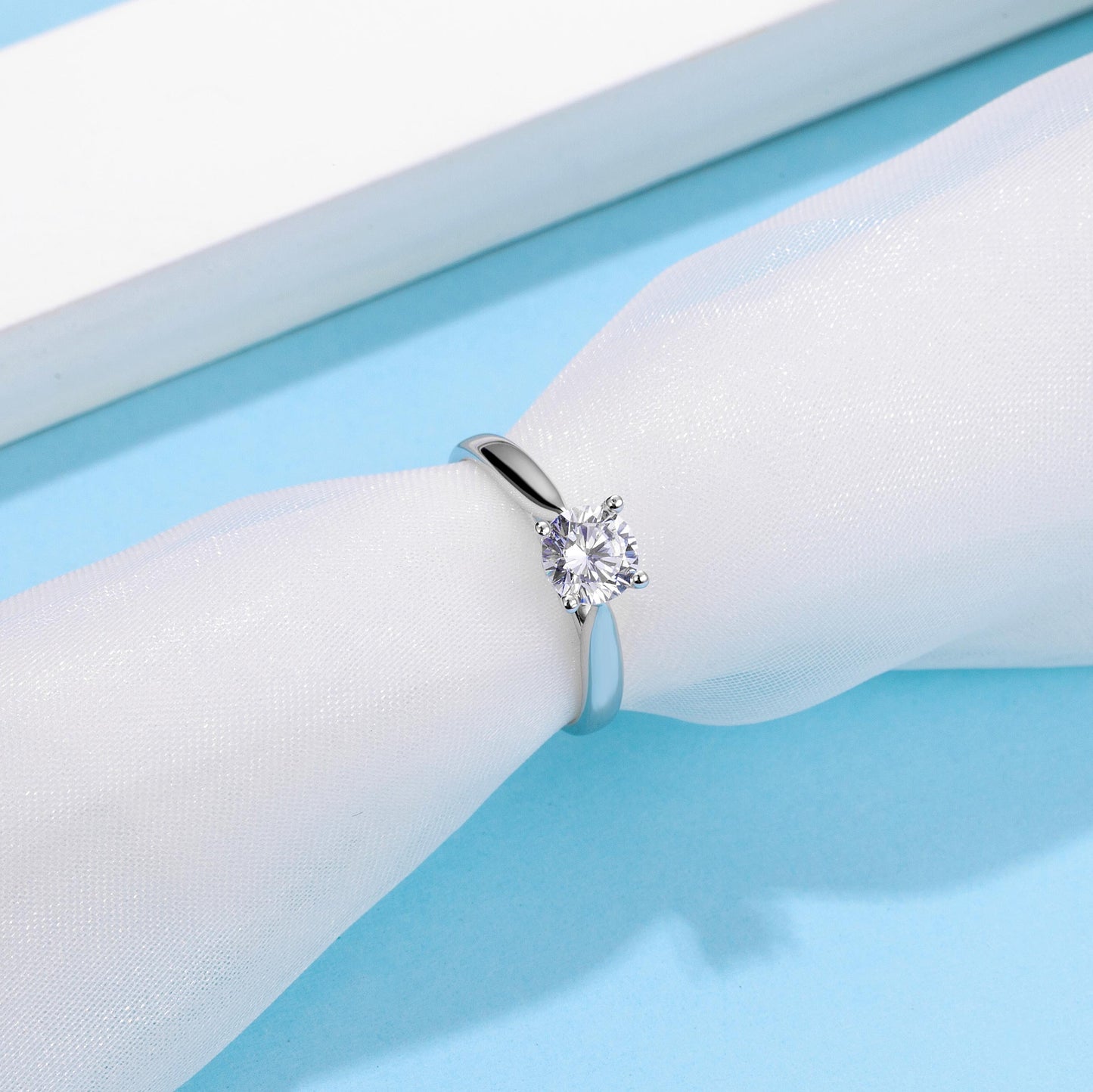 Moissanite 0.5CT Diamond 4-Claw S925 Silver Ring