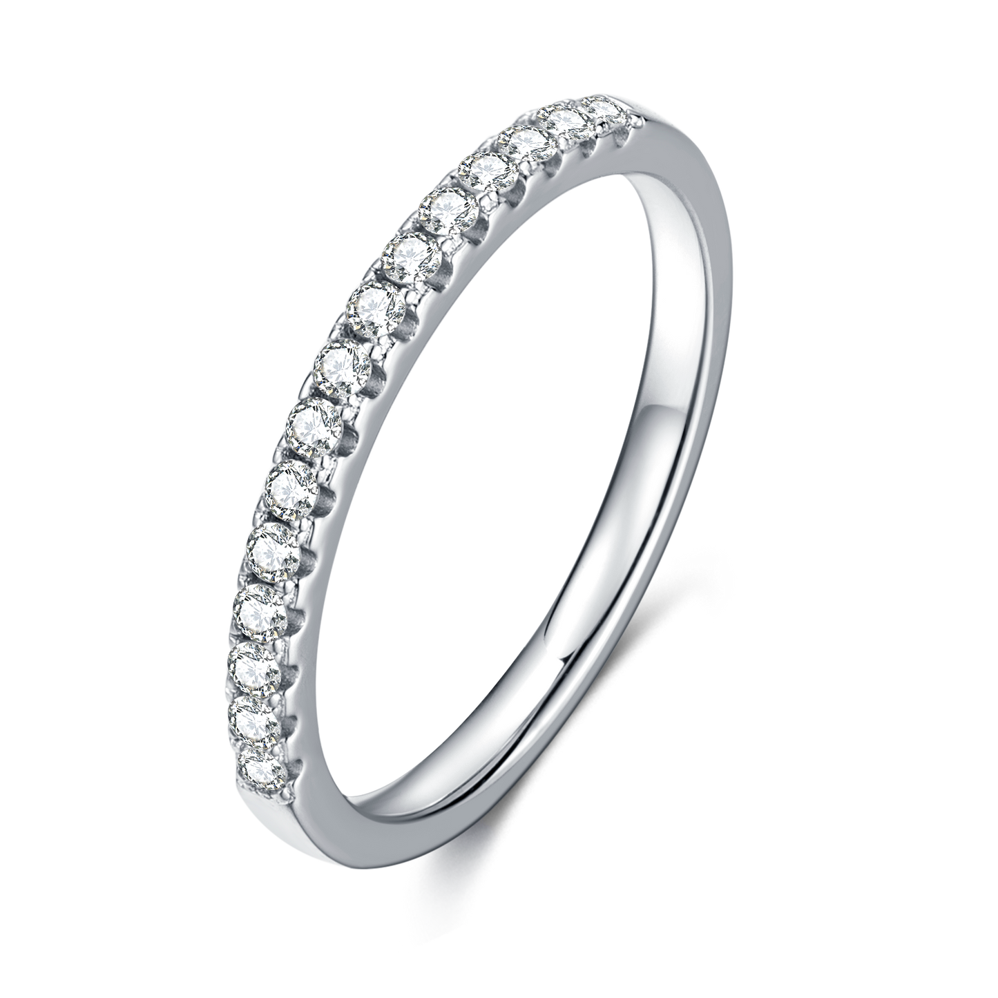 Classic Pave S925 Silver Moissanite Ring 1.5mm