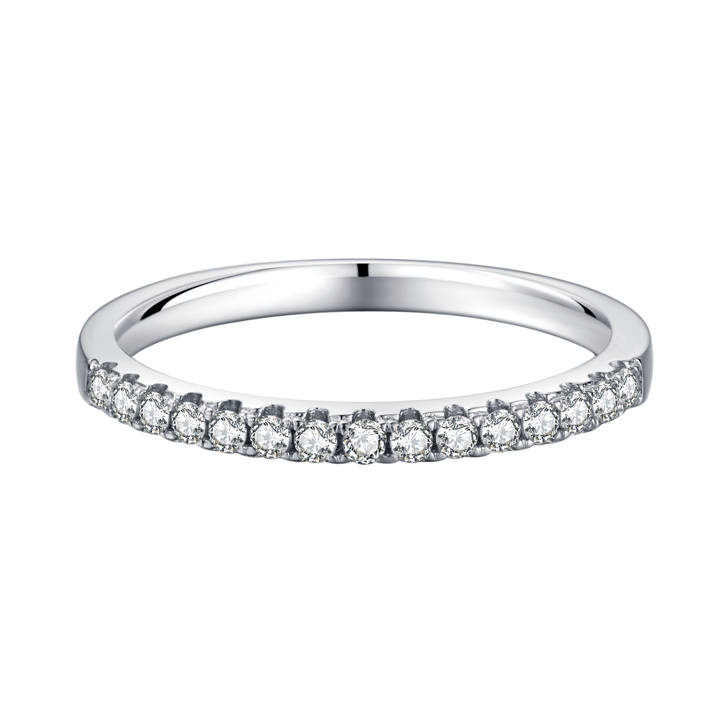 Classic Pave S925 Silver Moissanite Ring 1.5mm
