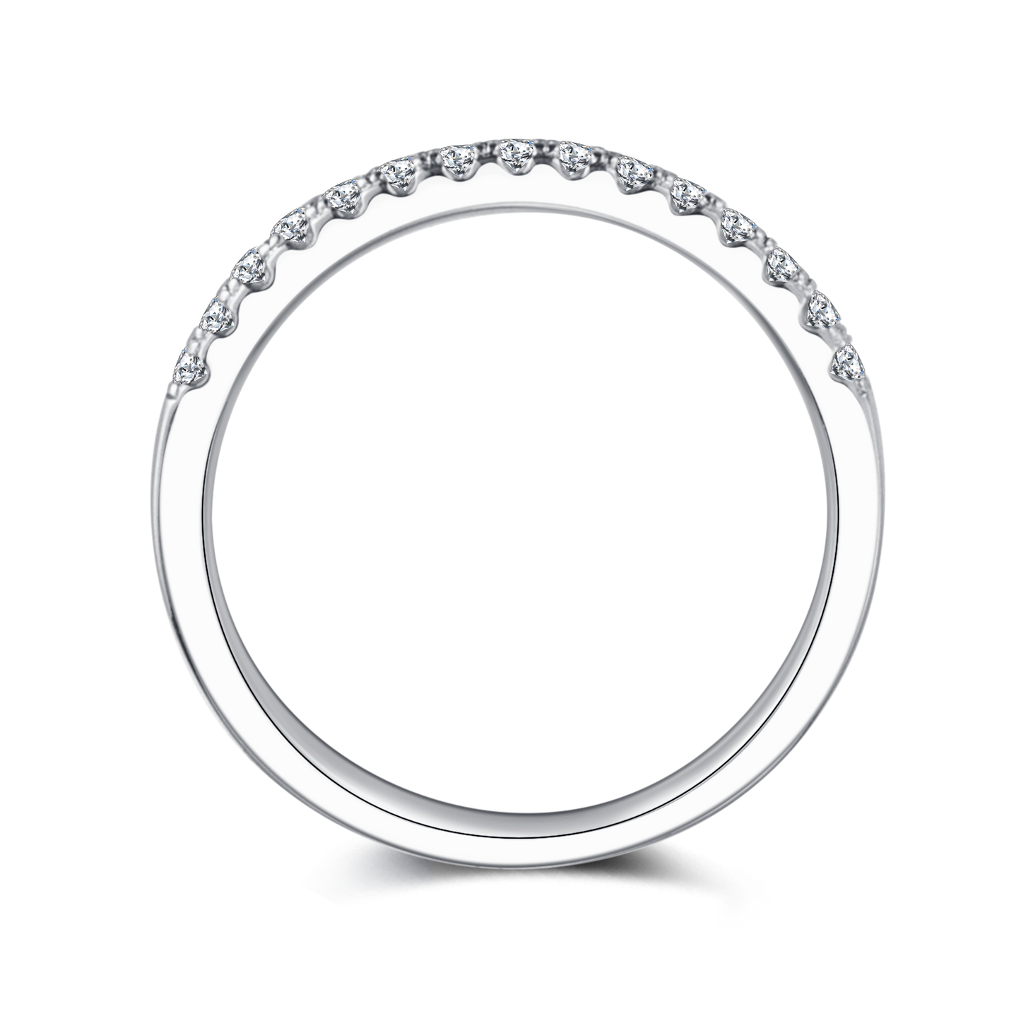 Classic Pave S925 Silver Moissanite Ring 1.5mm