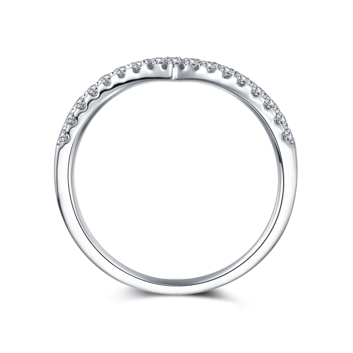 Moissanite 925 Sterling Silver Round V-Ring Bridal Band