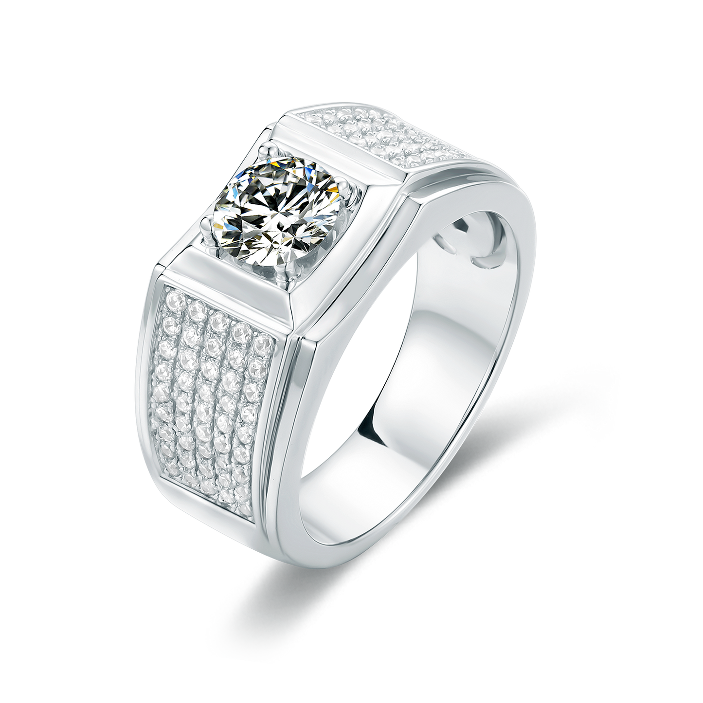 1-Carat D Color Moissanite Men's Ring in 925 Silver