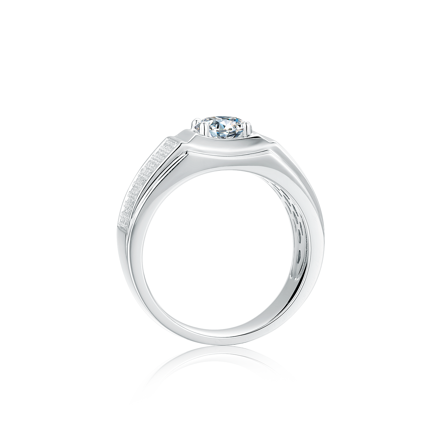 1-Carat D Color Moissanite Men's Ring in 925 Silver