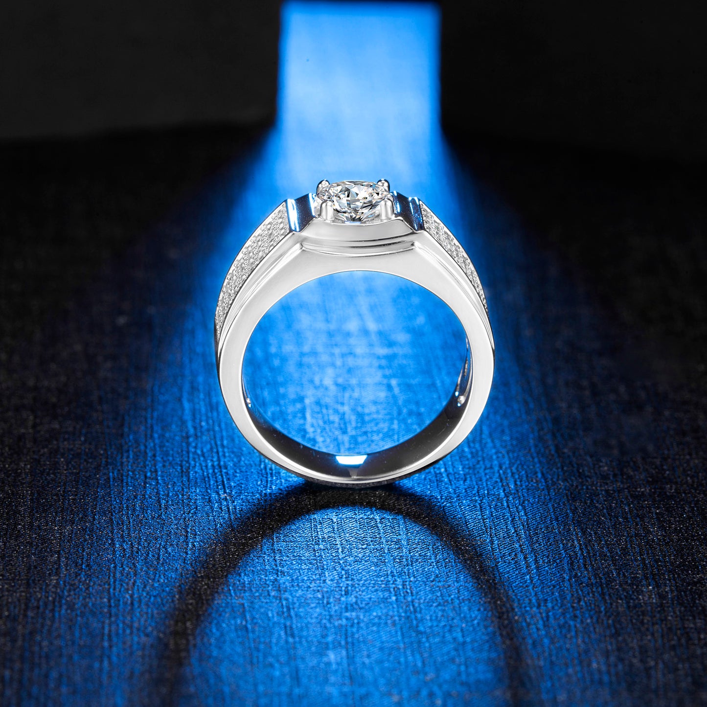 1-Carat D Color Moissanite Men's Ring in 925 Silver