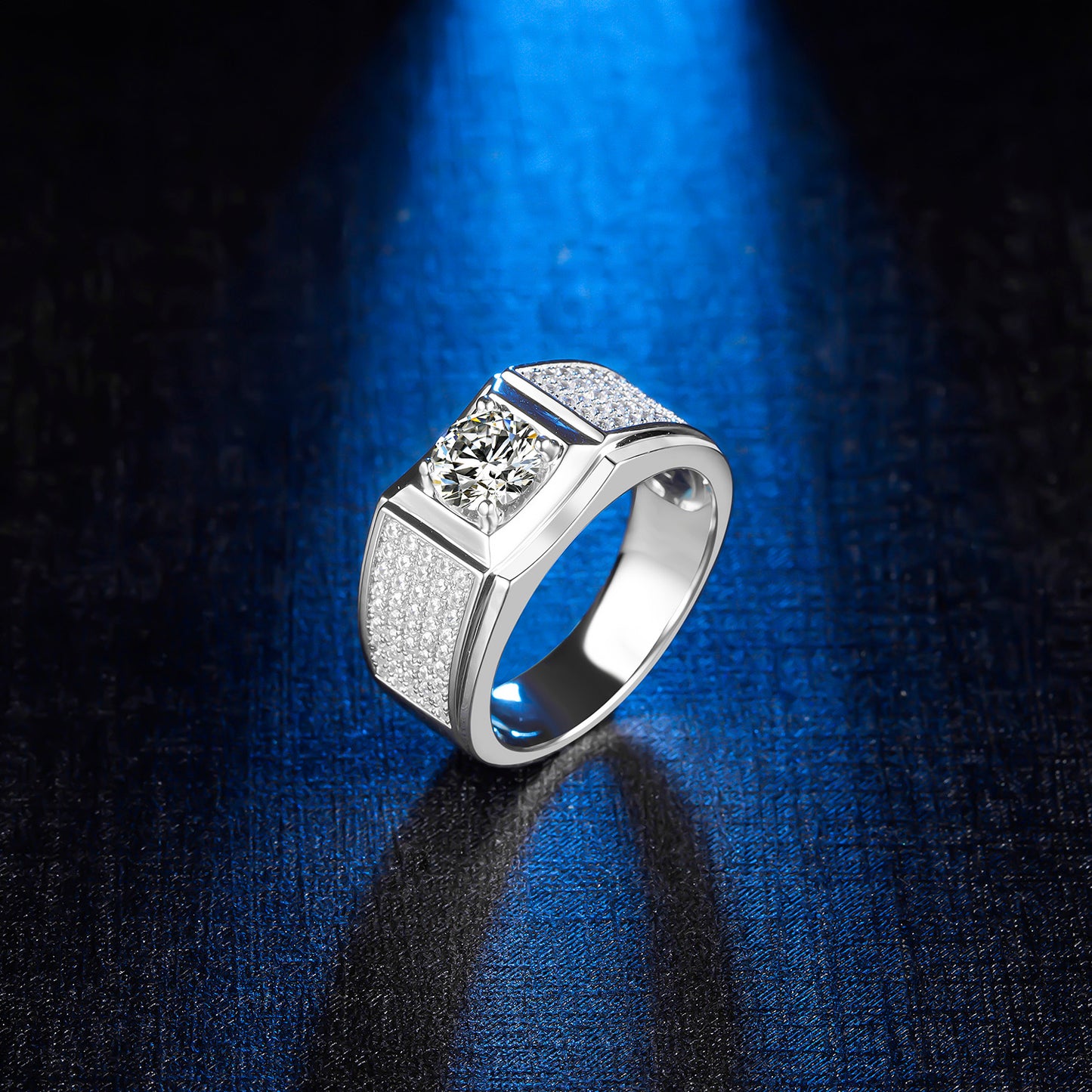 1-Carat D Color Moissanite Men's Ring in 925 Silver