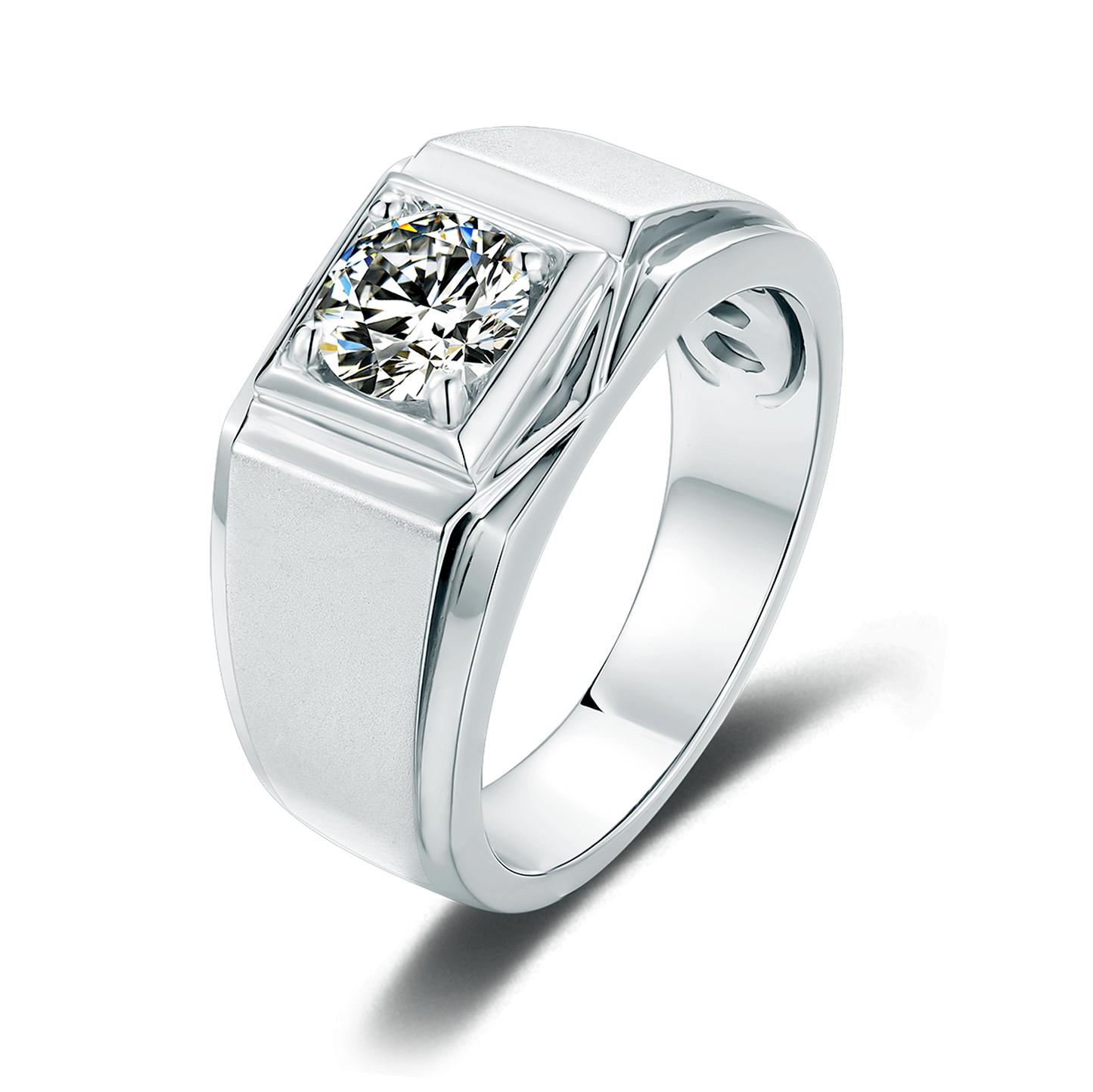 925 Silver Round Moissanite 6.5mm Crown XI Style Men's Ring