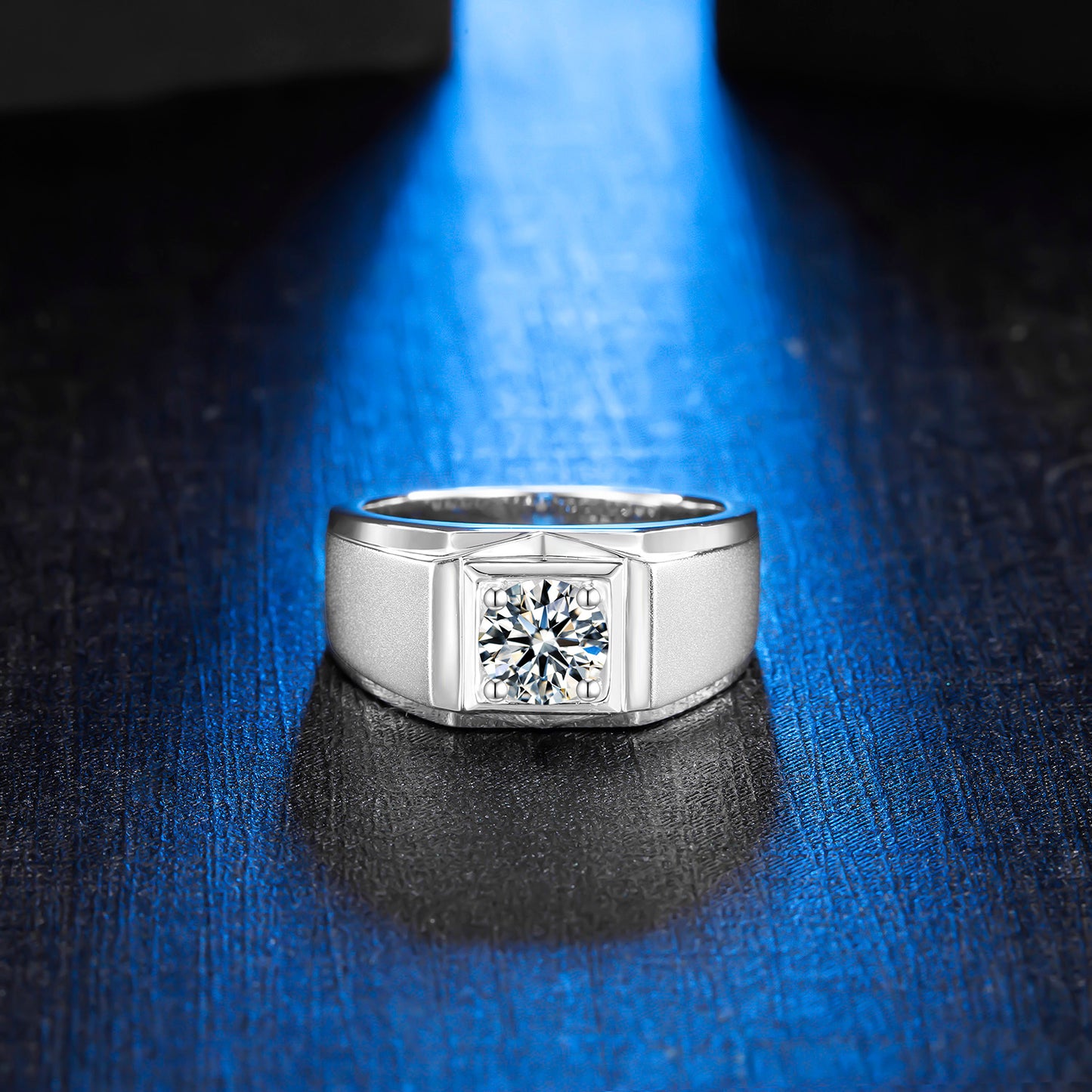 925 Silver Round Moissanite 6.5mm Crown XI Style Men's Ring