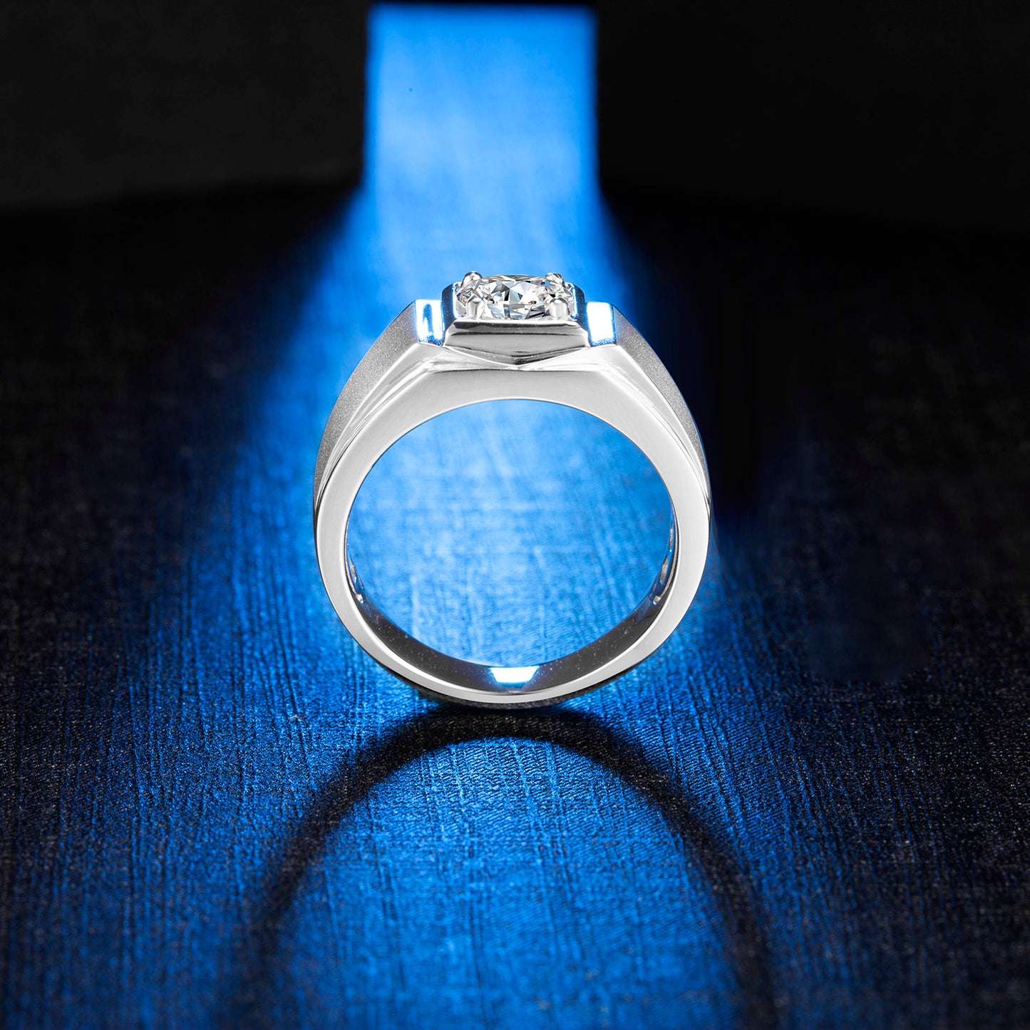 925 Silver Round Moissanite 6.5mm Crown XI Style Men's Ring