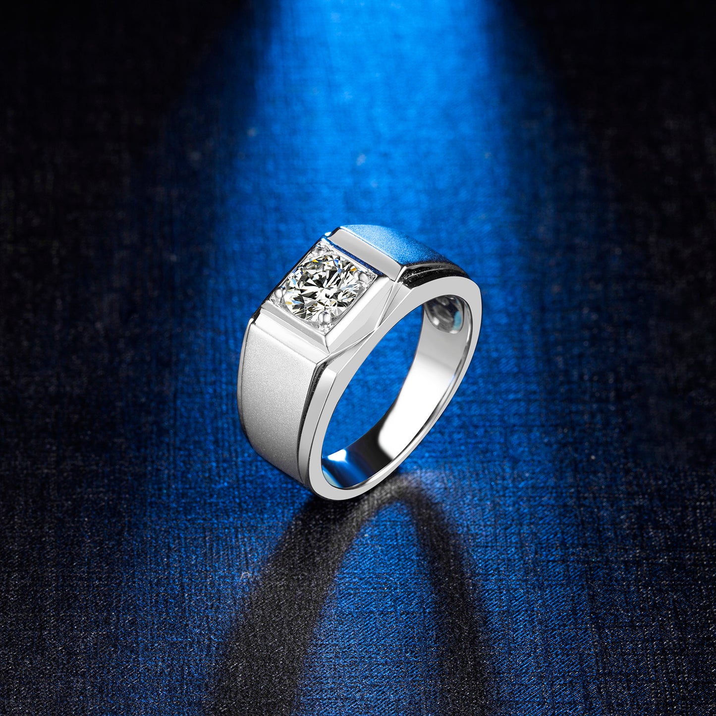 925 Silver Round Moissanite 6.5mm Crown XI Style Men's Ring