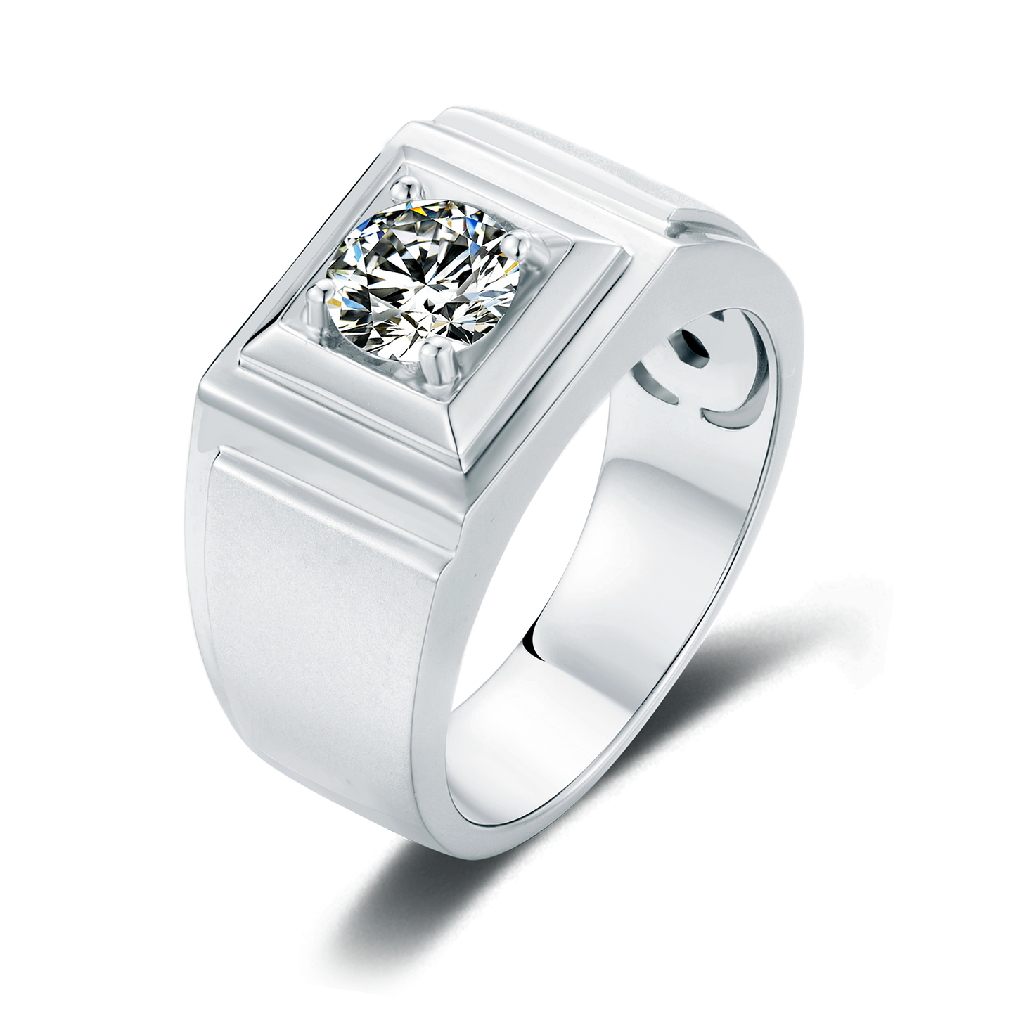 Classic 925 Sterling Silver Men's Wedding and Engagement Ring, 1.0CT