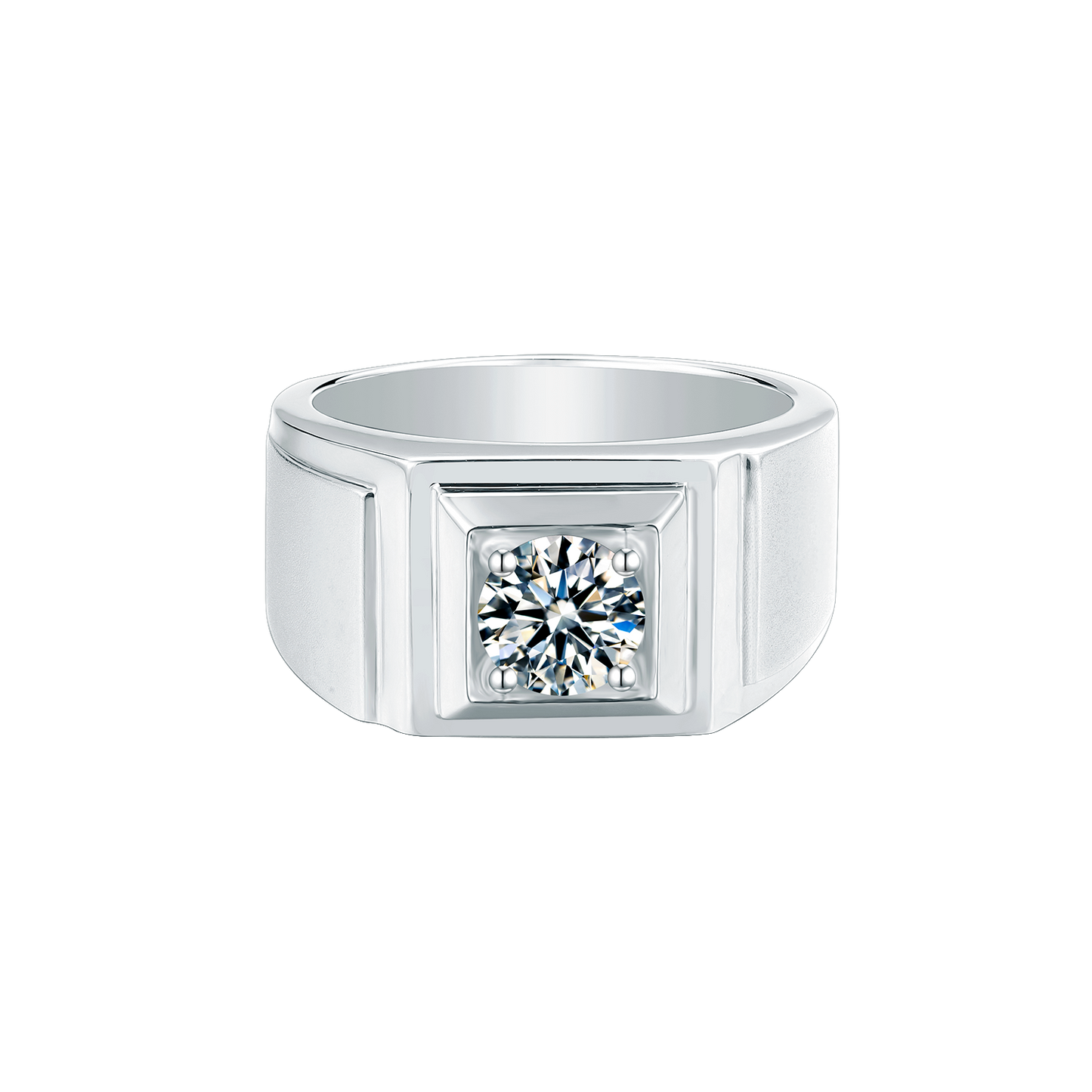 Classic 925 Sterling Silver Men's Wedding and Engagement Ring, 1.0CT