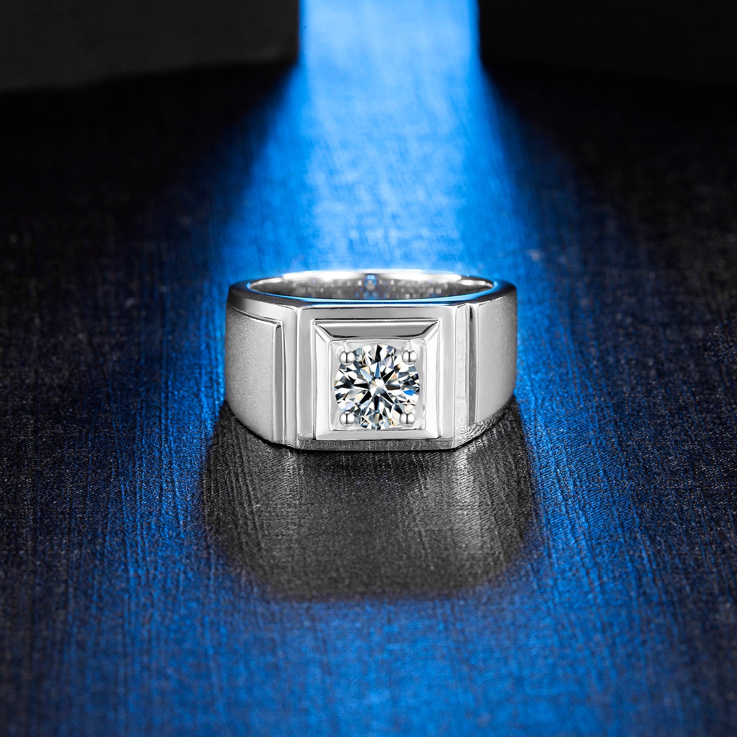 Classic 925 Sterling Silver Men's Wedding and Engagement Ring, 1.0CT